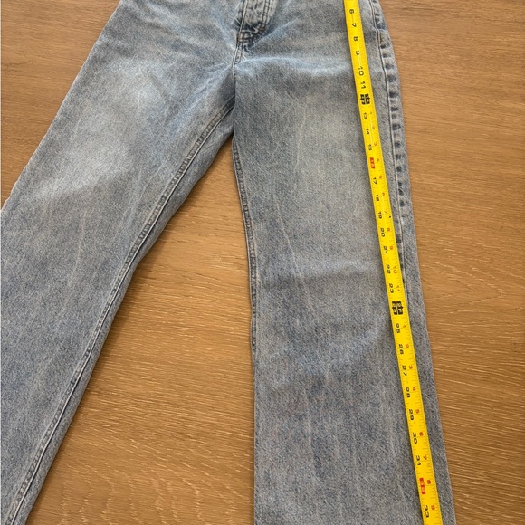 Zara Wide Leg Raw Hem Light Wash Blue Denim Jeans - Picture 4 of 7